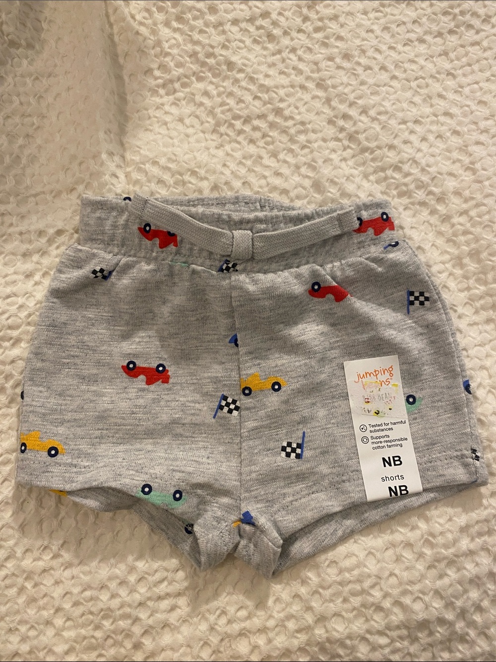 jumping beans Grey Baby Shorts with Red and Yellow Race Car Print